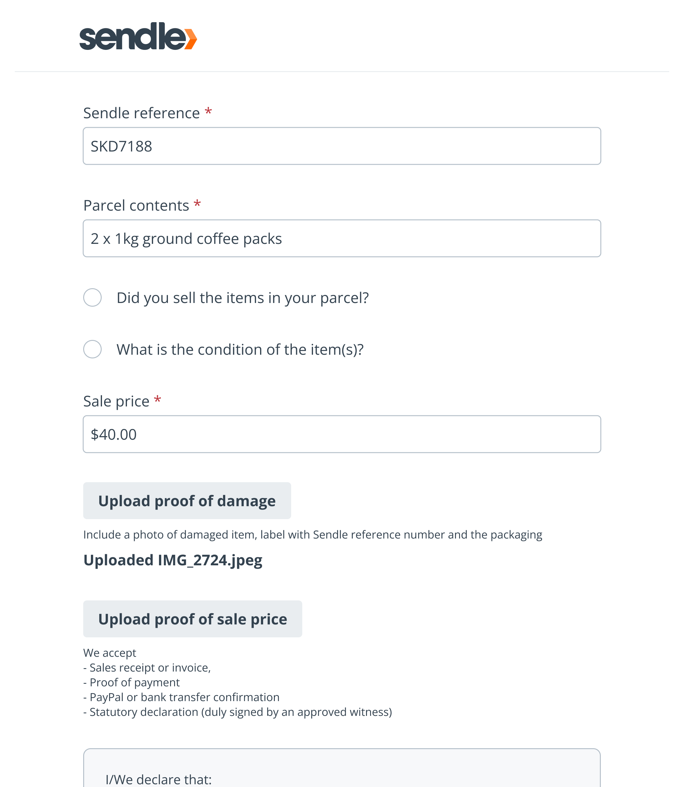 Saved product details