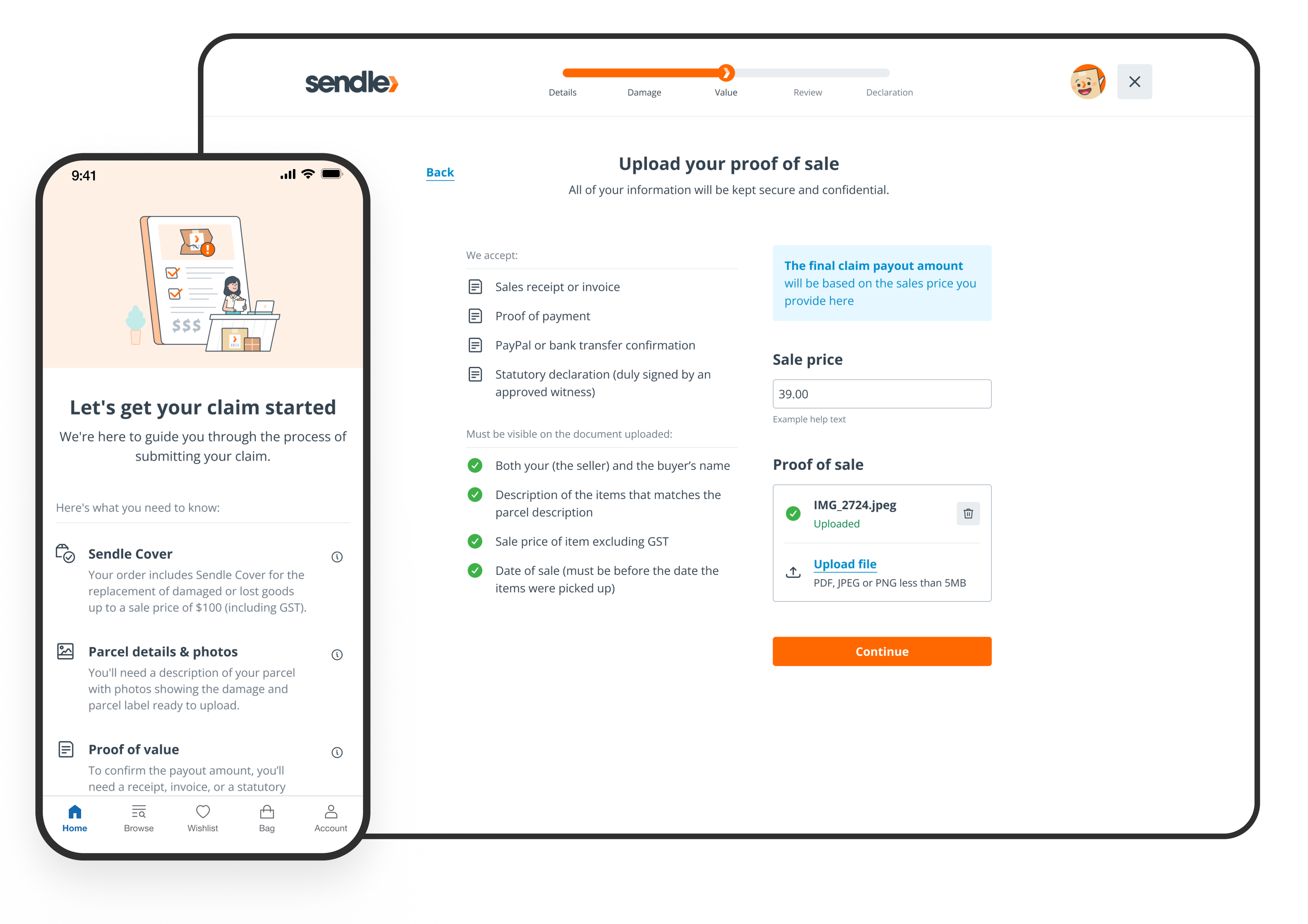 Saved product details