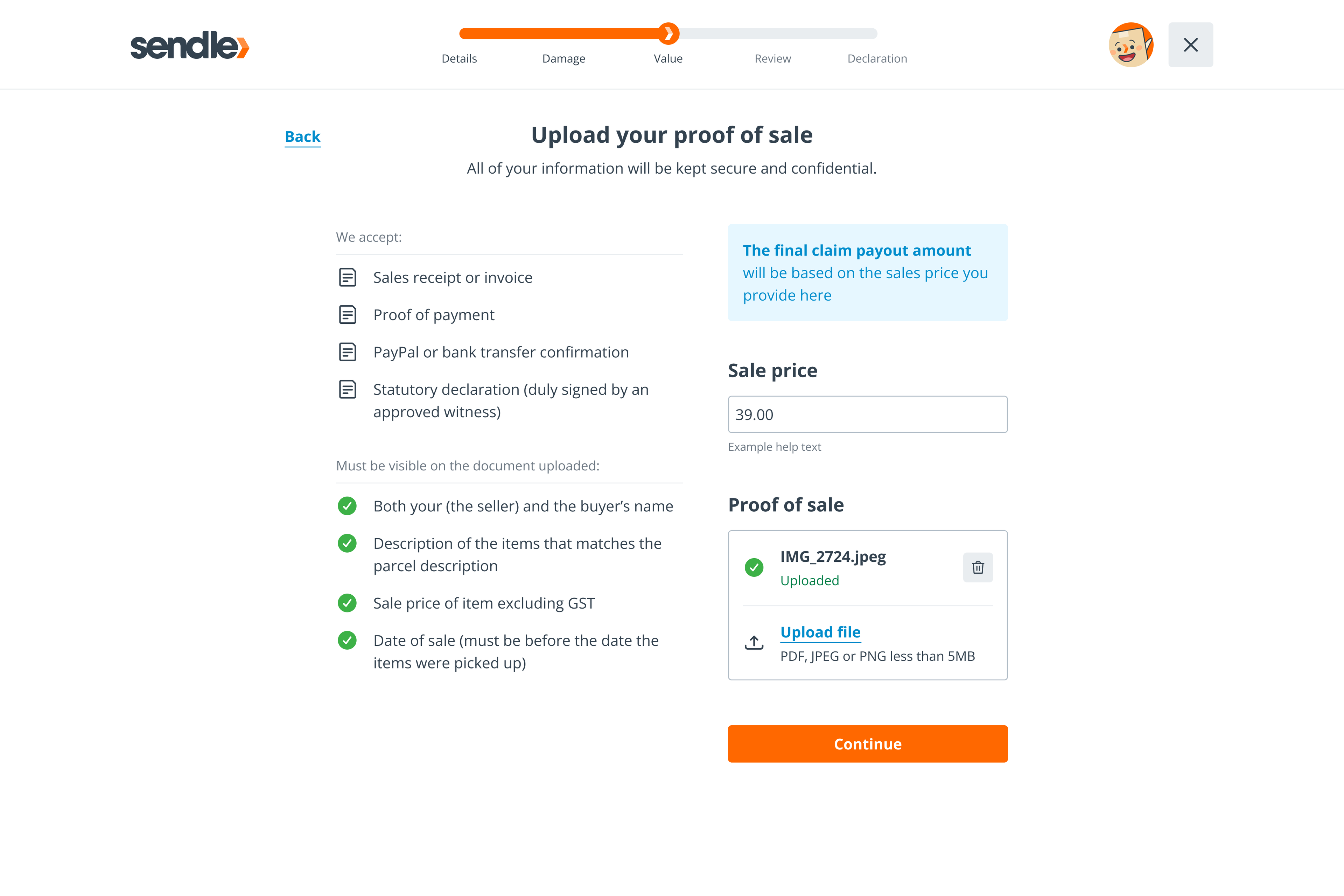 Saved product details